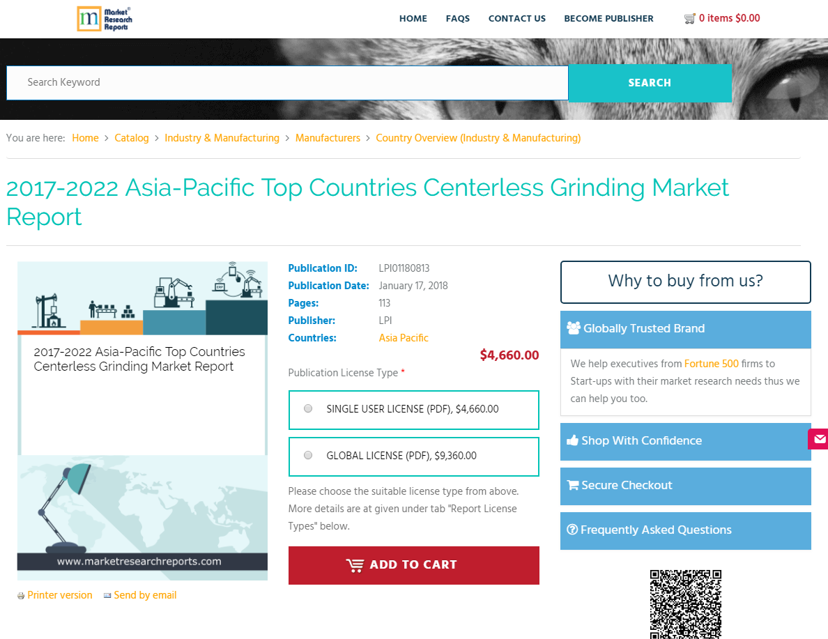 2017-2022 Asia-Pacific Top Countries Centerless Grinding