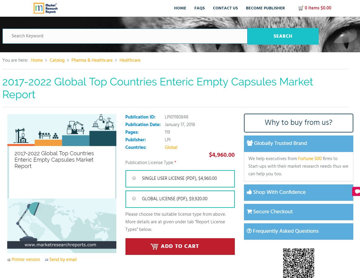 2017-2022 Global Top Countries Enteric Empty Capsules Market'