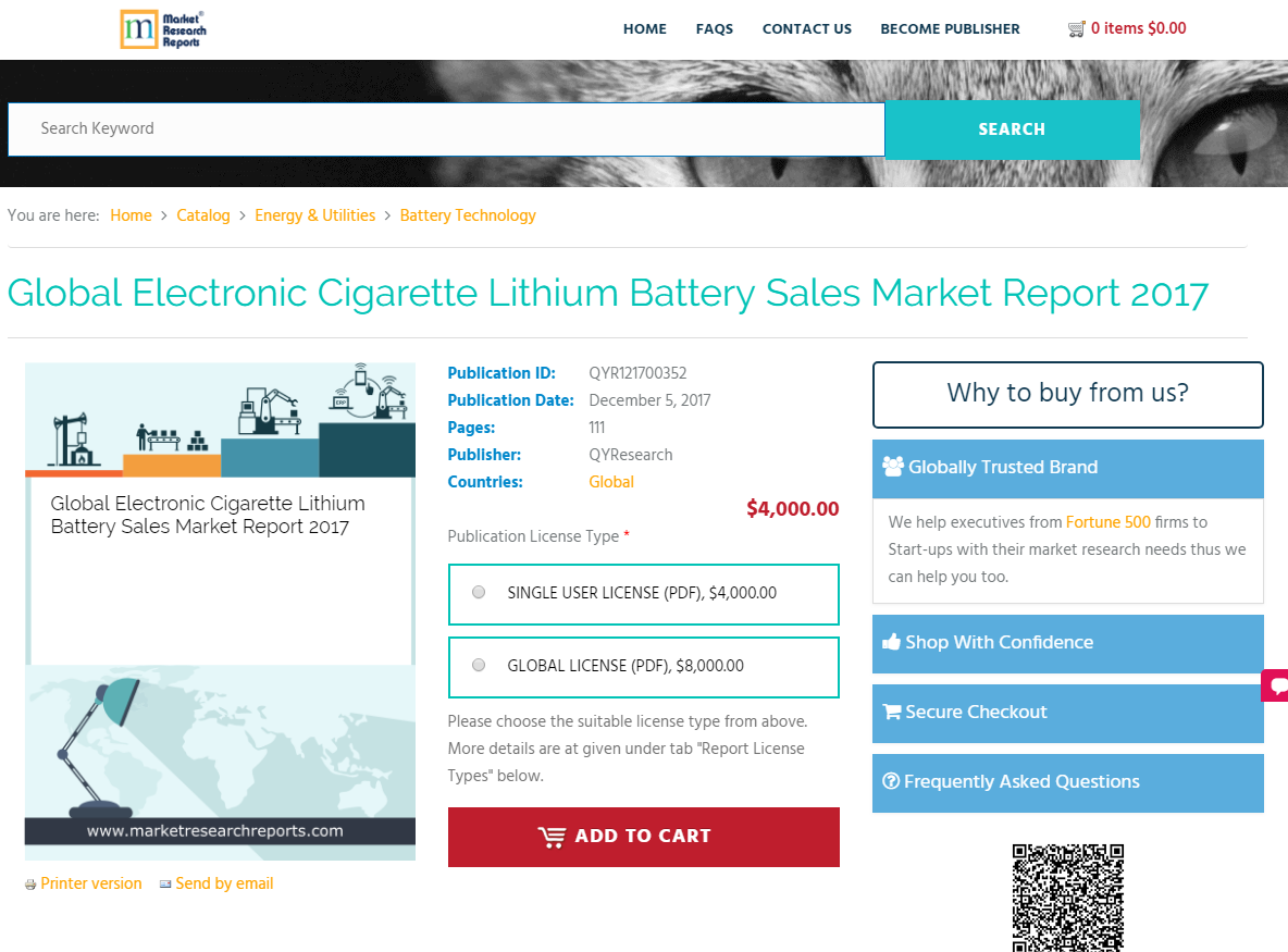 Global Electronic Cigarette Lithium Battery Sales Market