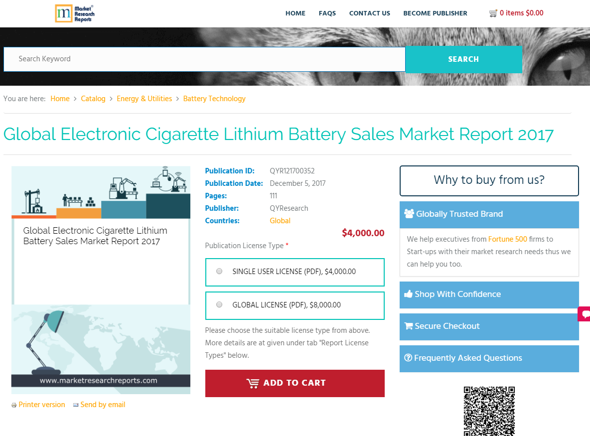 Global Electronic Cigarette Lithium Battery Sales Market'