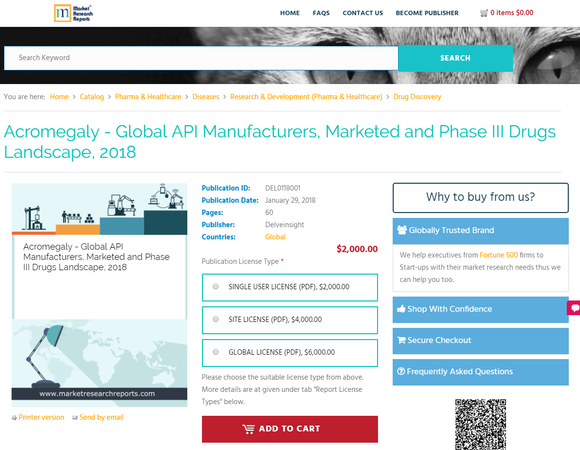Acromegaly - Global API Manufacturers, Marketed 2018
