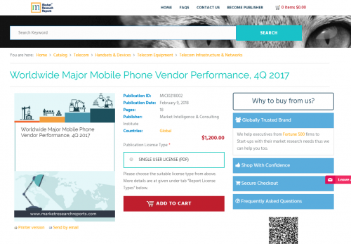 Worldwide Major Mobile Phone Vendor Performance, 4Q 2017'