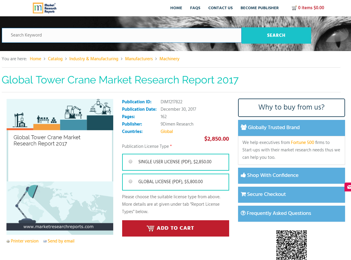 Global Tower Crane Market Research Report 2017