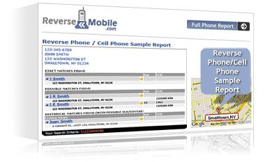 Reverse Mobile Sample Cell Phone lookup Report.'