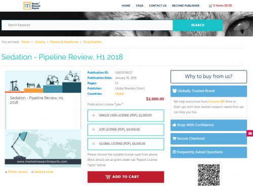 Sedation - Pipeline Review, H1 2018'