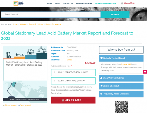 Global Stationary Lead Acid Battery Market Report 2022'
