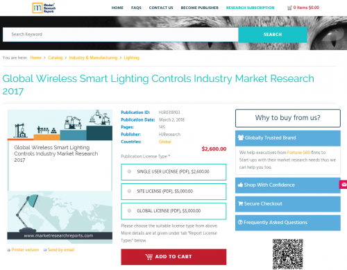 Global Wireless Smart Lighting Controls Industry Market'