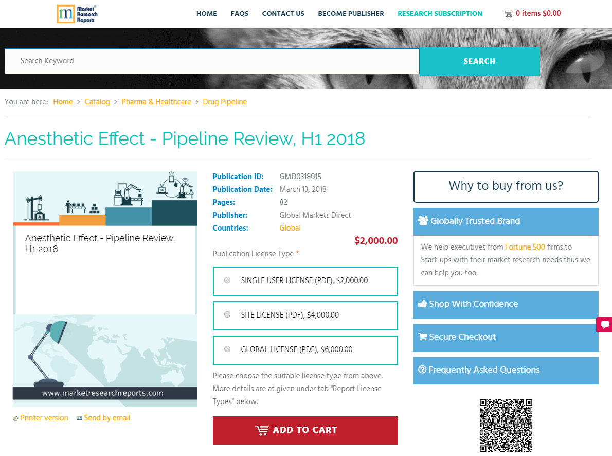 Anesthetic Effect - Pipeline Review, H1 2018'