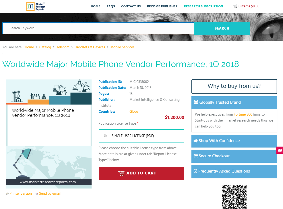 Worldwide Major Mobile Phone Vendor Performance, 1Q 2018