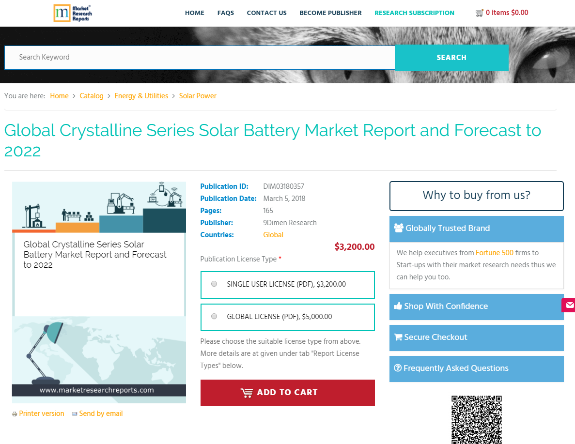 Global Crystalline Series Solar Battery Market Report 2022'