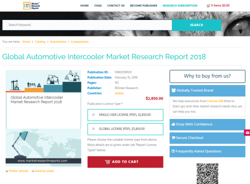 Global Automotive Intercooler Market Research Report 2018'