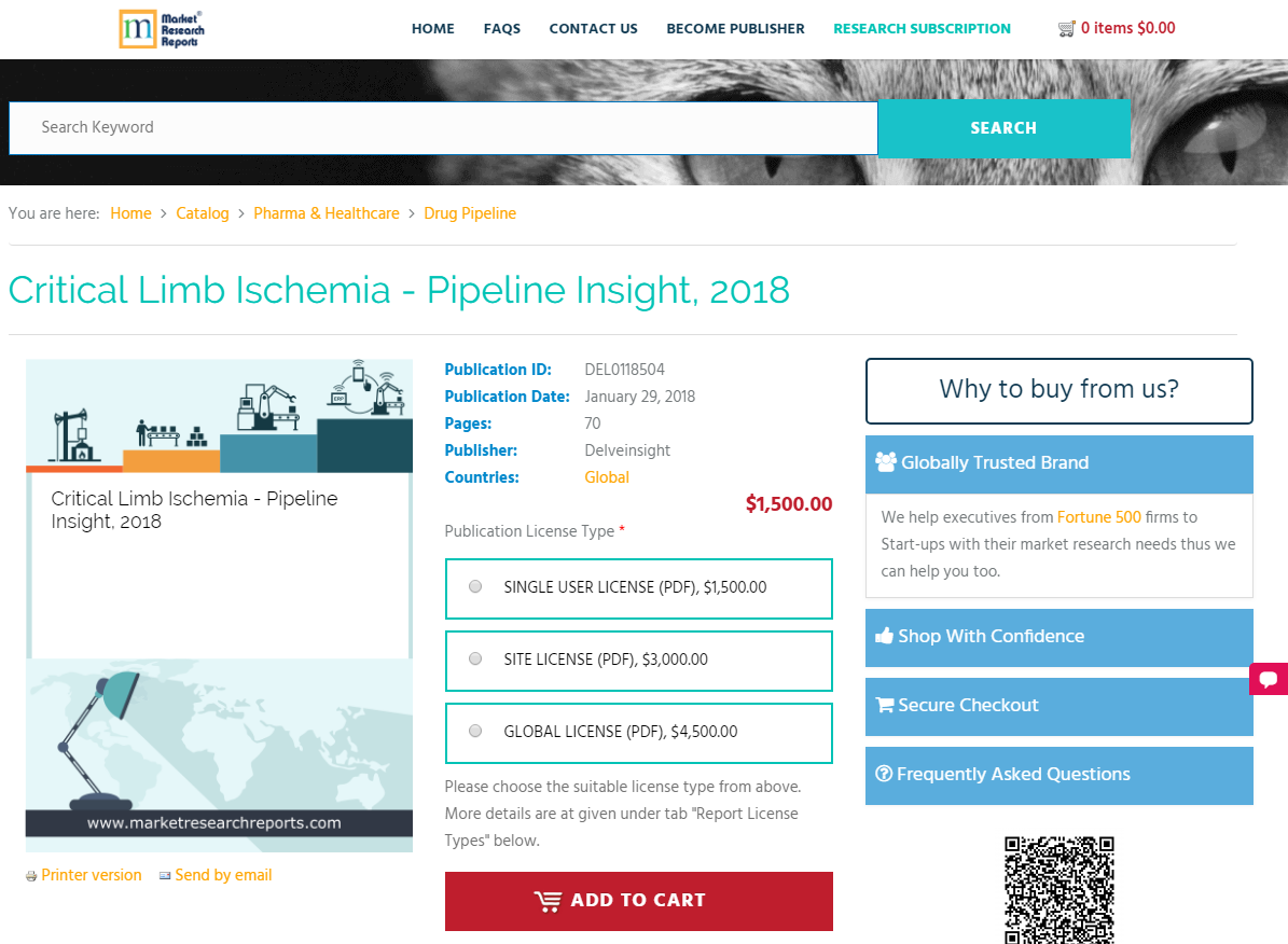 Critical Limb Ischemia - Pipeline Insight, 2018'