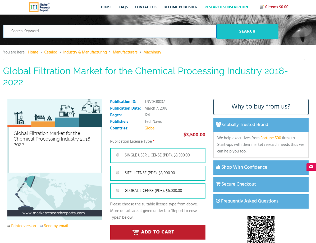 Global Filtration Market for the Chemical Processing 2022