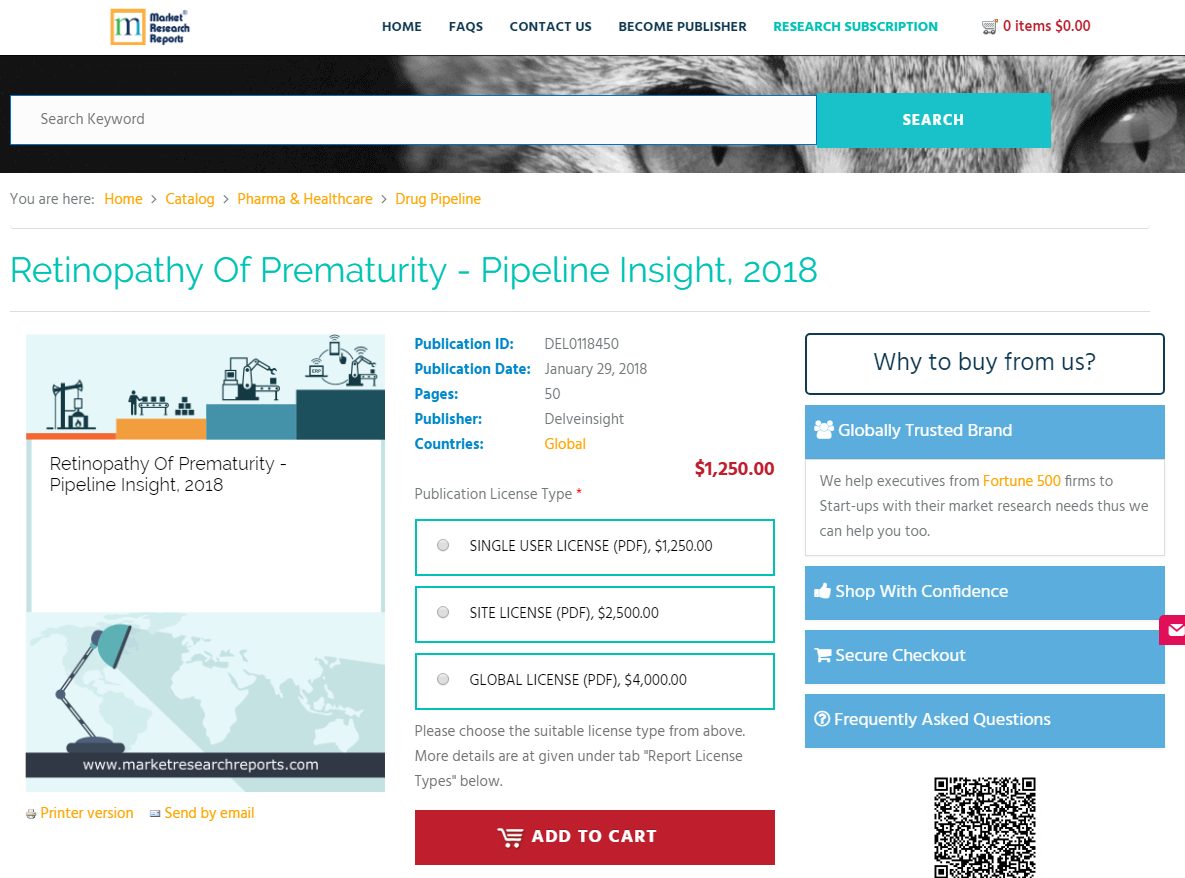 Retinopathy Of Prematurity - Pipeline Insight, 2018