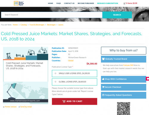 Cold Pressed Juice Markets: Market Shares, Strategies'