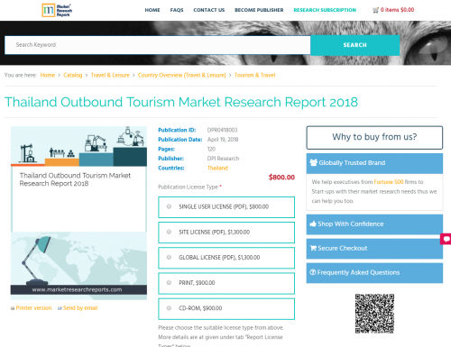 Thailand Outbound Tourism Market Research Report 2018'