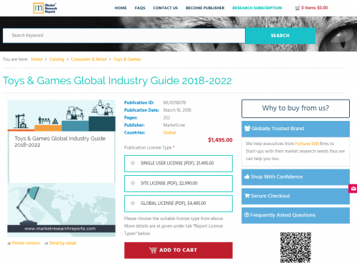 Toys and Games Global Industry Guide 2018 - 2022'