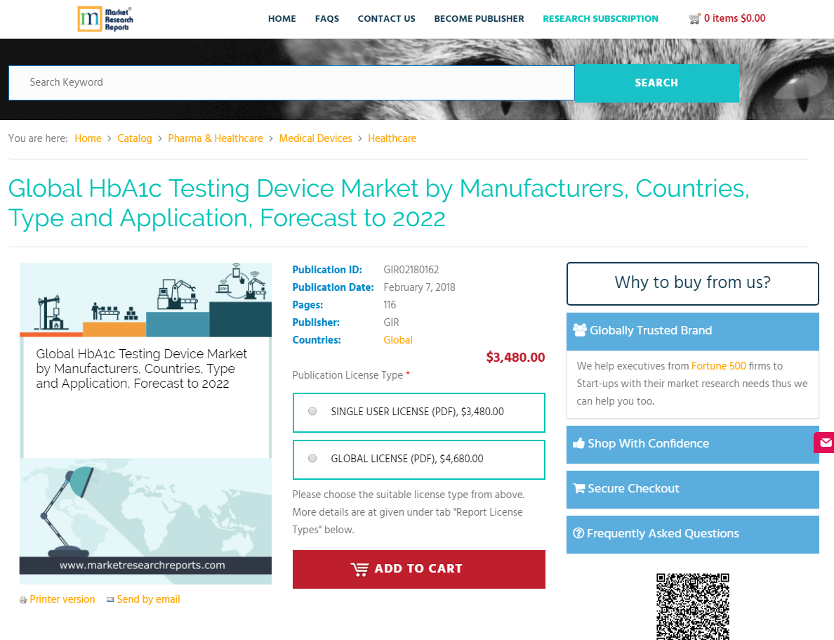Global HbA1c Testing Device Market by Manufacturers 2022'