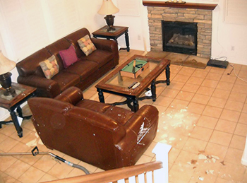 Flooded family room'