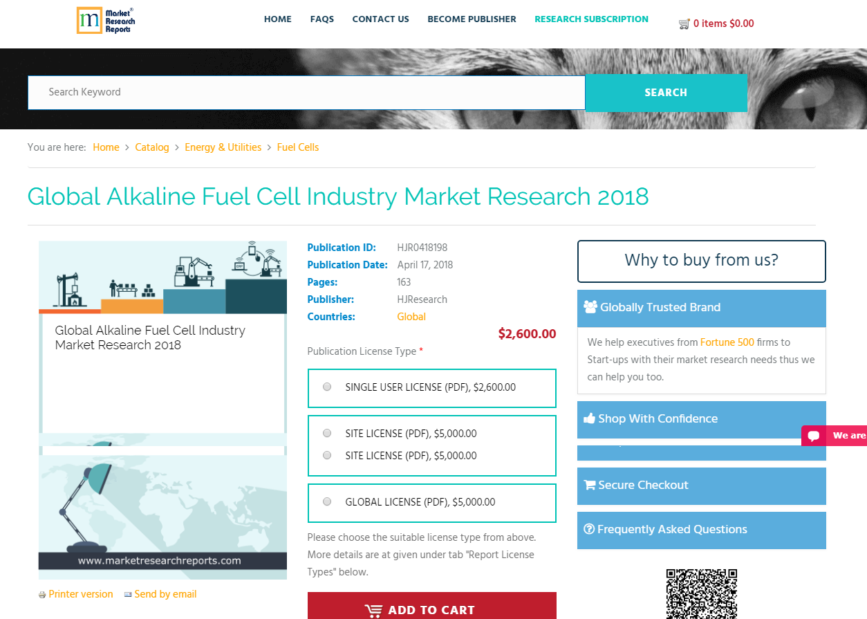 Global Alkaline Fuel Cell Industry Market Research 2018'