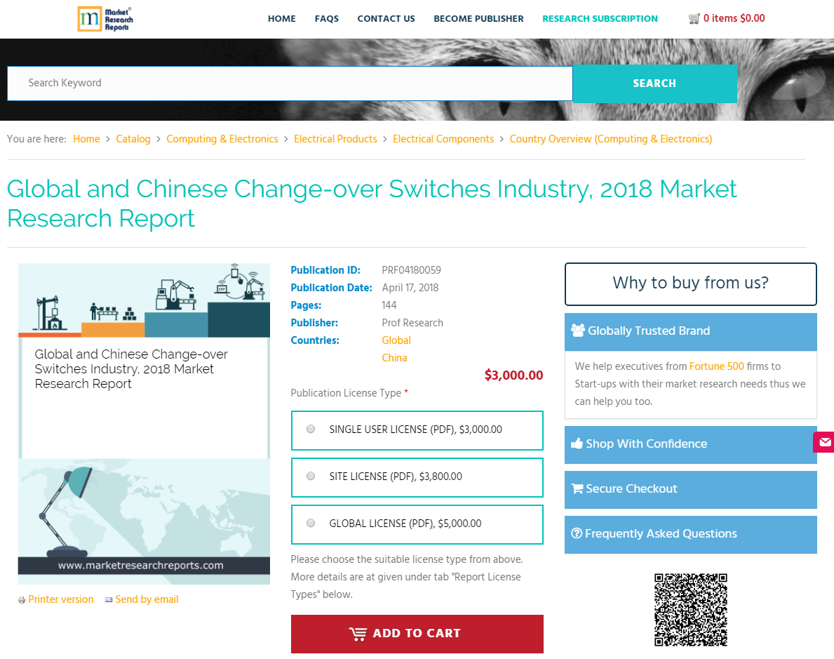 Global and Chinese Change-over Switches Industry, 2018'