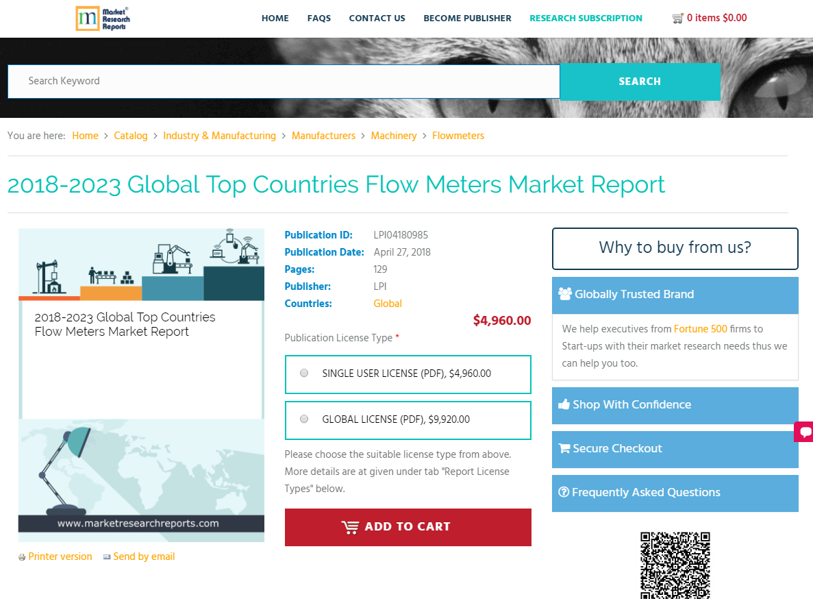 2018 - 2023 Global Top Countries Flow Meters Market Report'