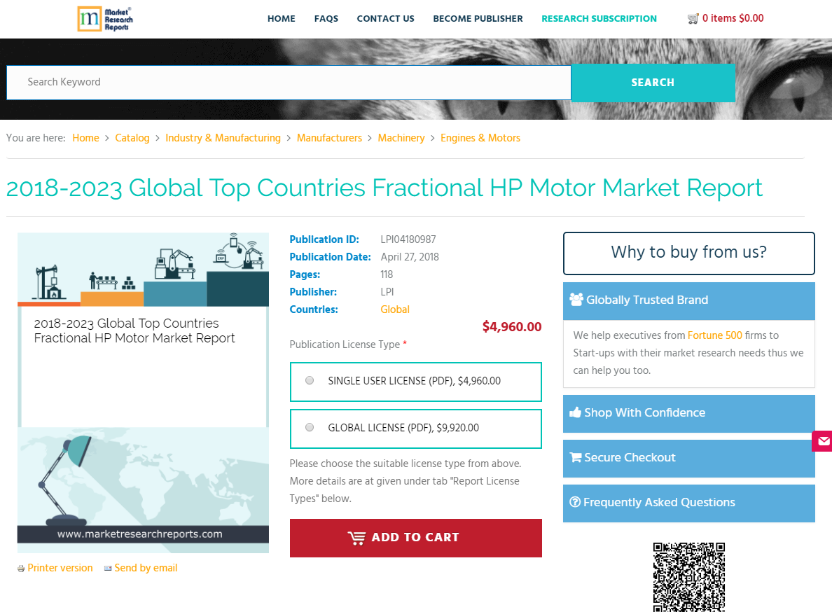 2018 - 2023 Global Top Countries Fractional HP Motor Market'