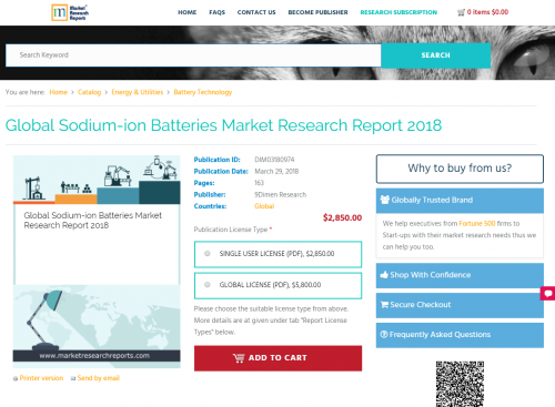 Global Sodium-ion Batteries Market Research Report 2018'