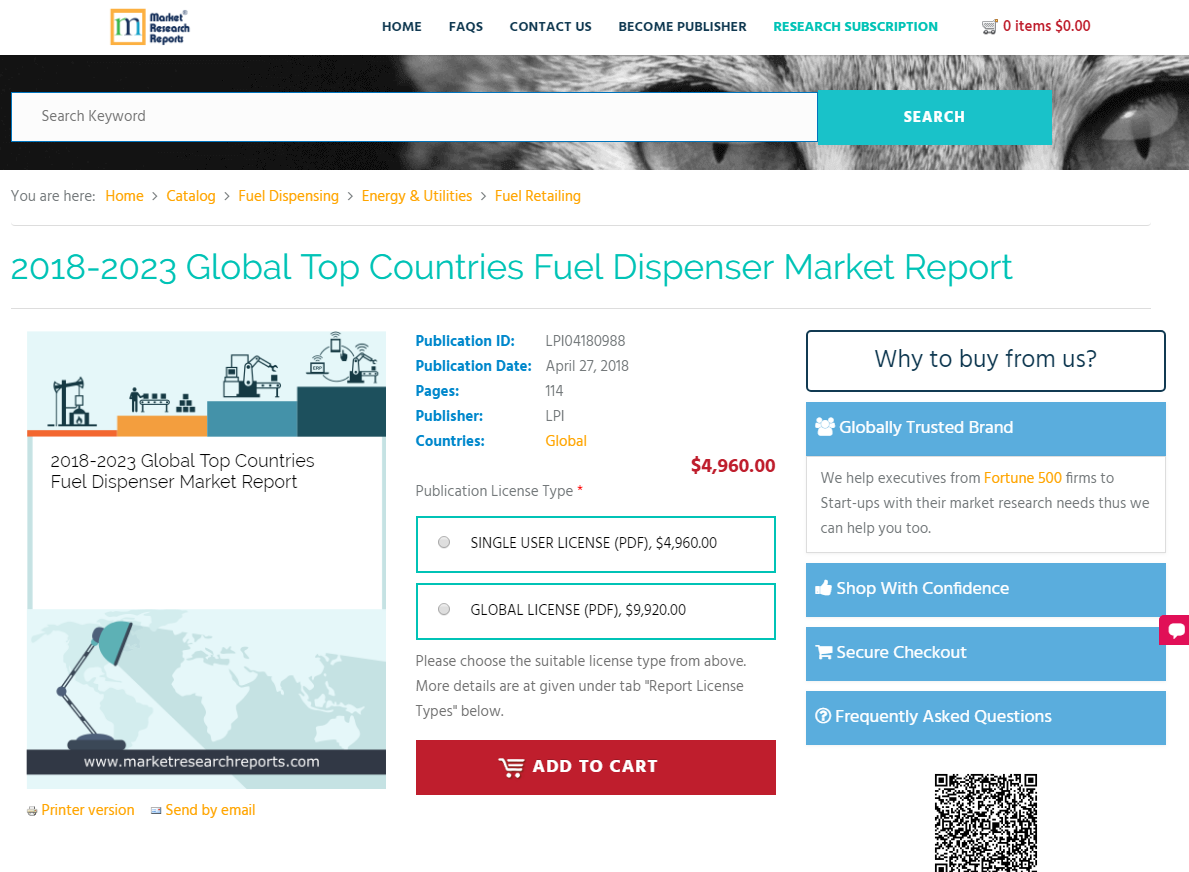 2018 - 2023 Global Top Countries Fuel Dispenser Market'