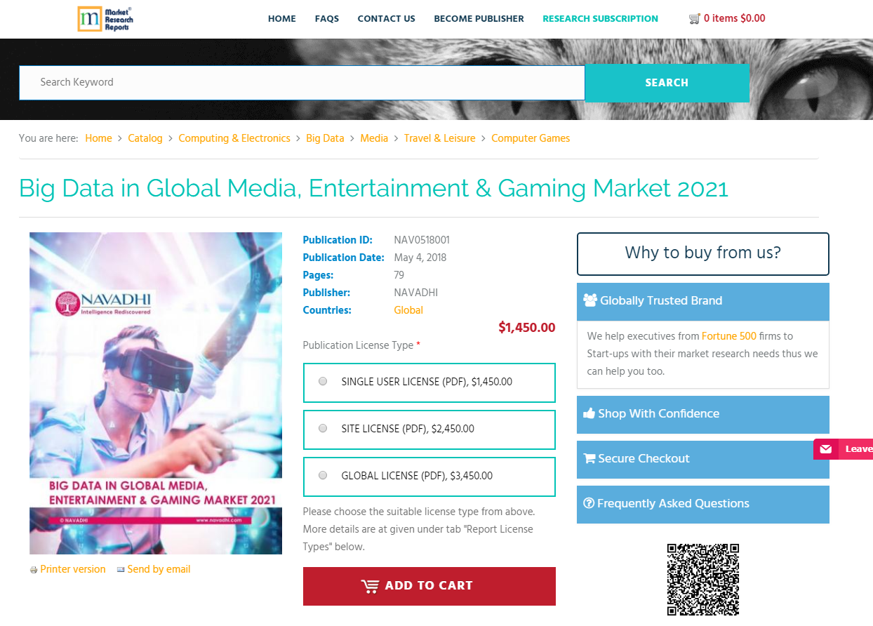 Big Data in Global Media, Entertainment and Gaming Market'