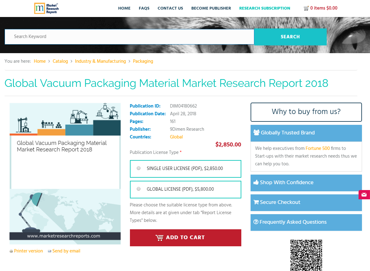 Global Vacuum Packaging Material Market Research Report 2018'