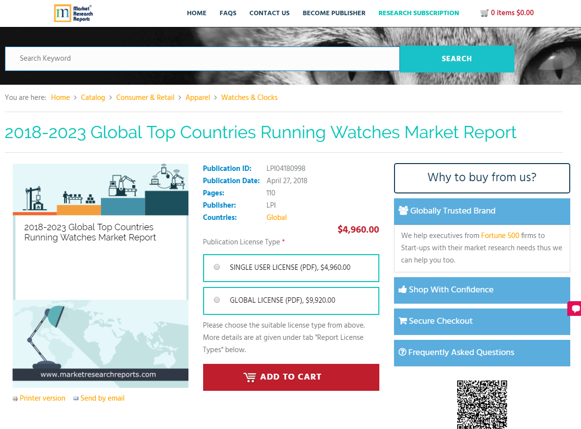 2018 - 2023 Global Top Countries Running Watches Market'