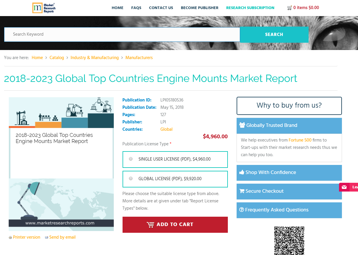 2018-2023 Global Top Countries Engine Mounts Market Report