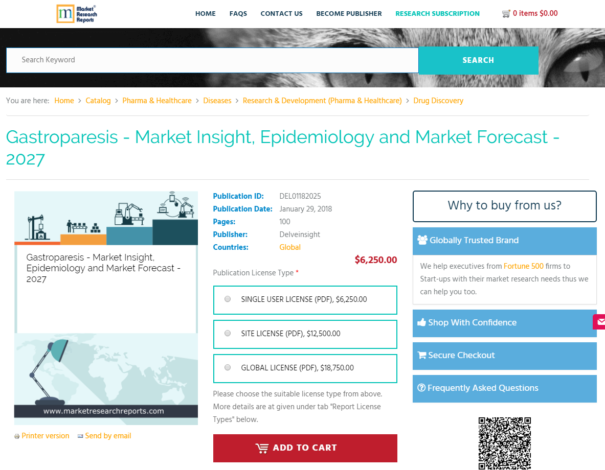 Gastroparesis - Market Insight, Epidemiology and Market 2027