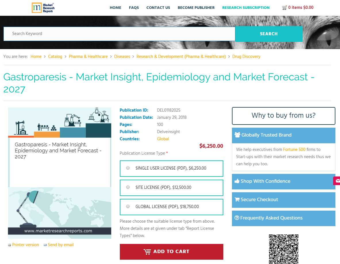 Gastroparesis - Market Insight, Epidemiology and Market 2027'