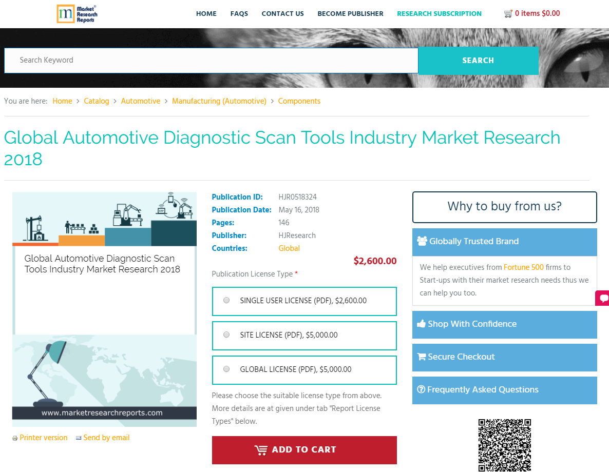 Global Automotive Diagnostic Scan Tools Industry Market 2018'