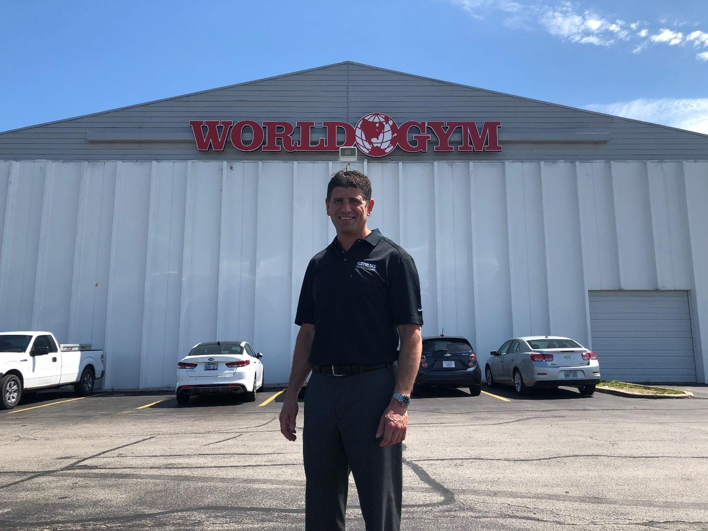 Rodney Steven II in front of Genesis Health Clubs Merriam'