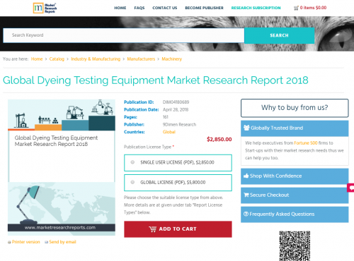 Global Dyeing Testing Equipment Market Research Report 2018'