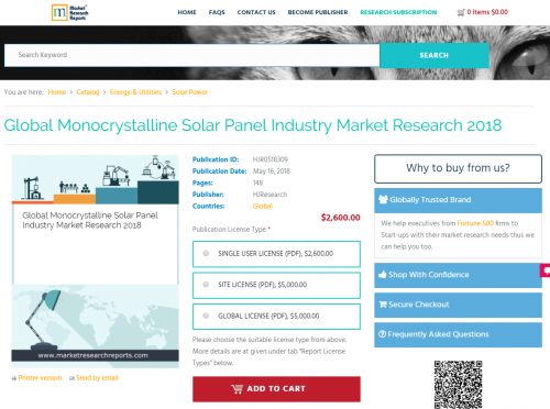 Global Monocrystalline Solar Panel Industry Market Research'