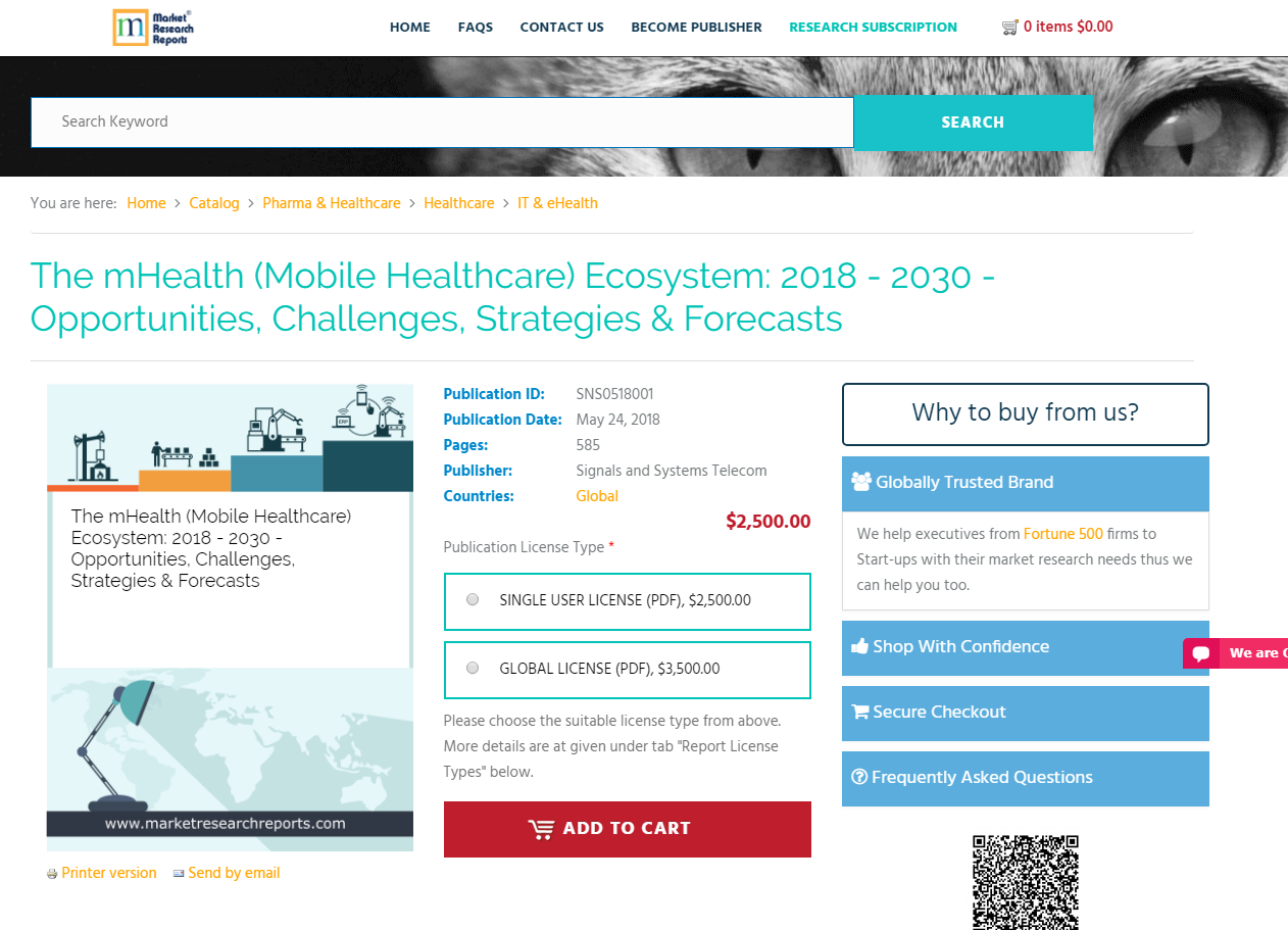 The mHealth (Mobile Healthcare) Ecosystem: 2018 - 2030'