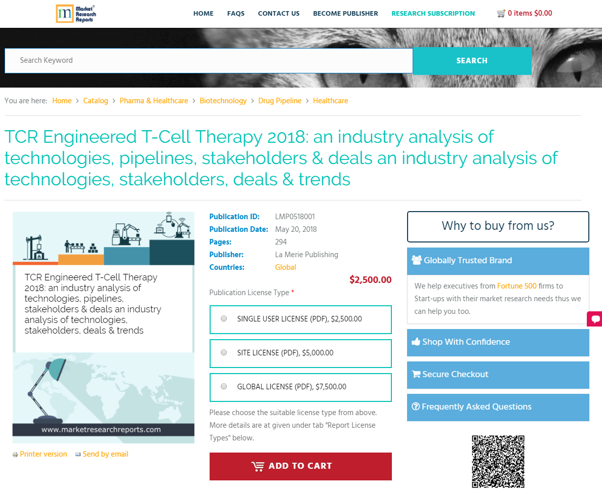 TCR Engineered T-Cell Therapy 2018: an industry analysis