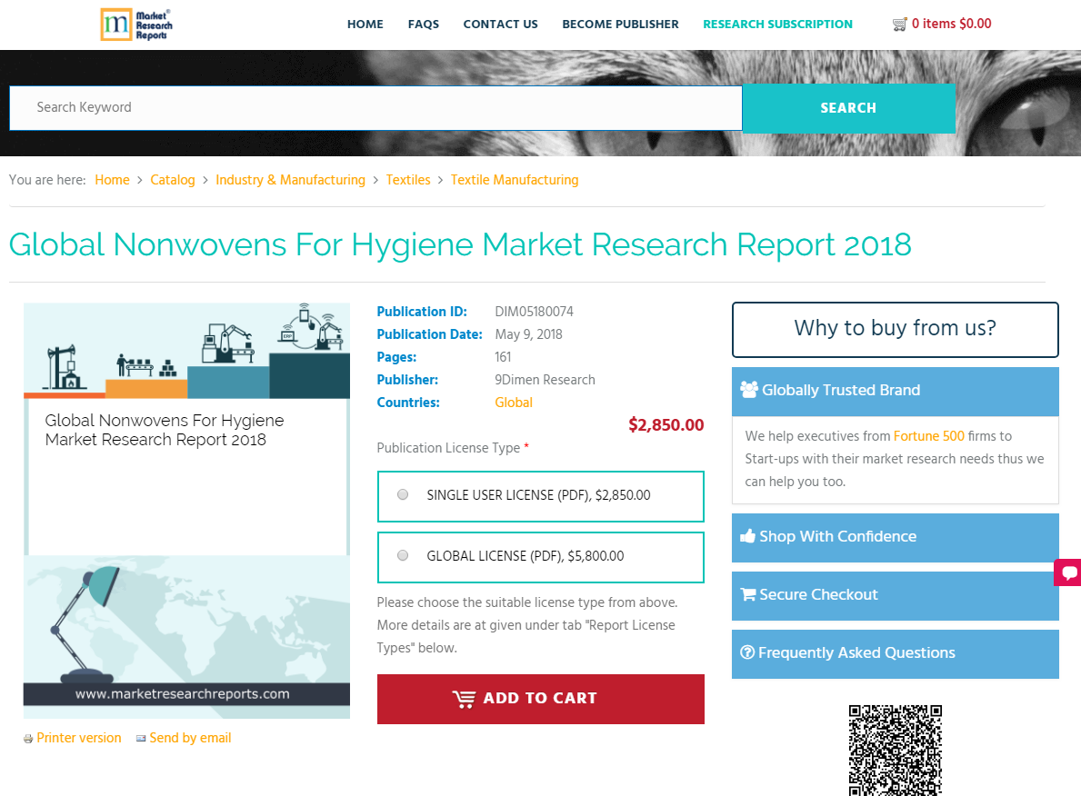 Global Nonwovens For Hygiene Market Research Report 2018'