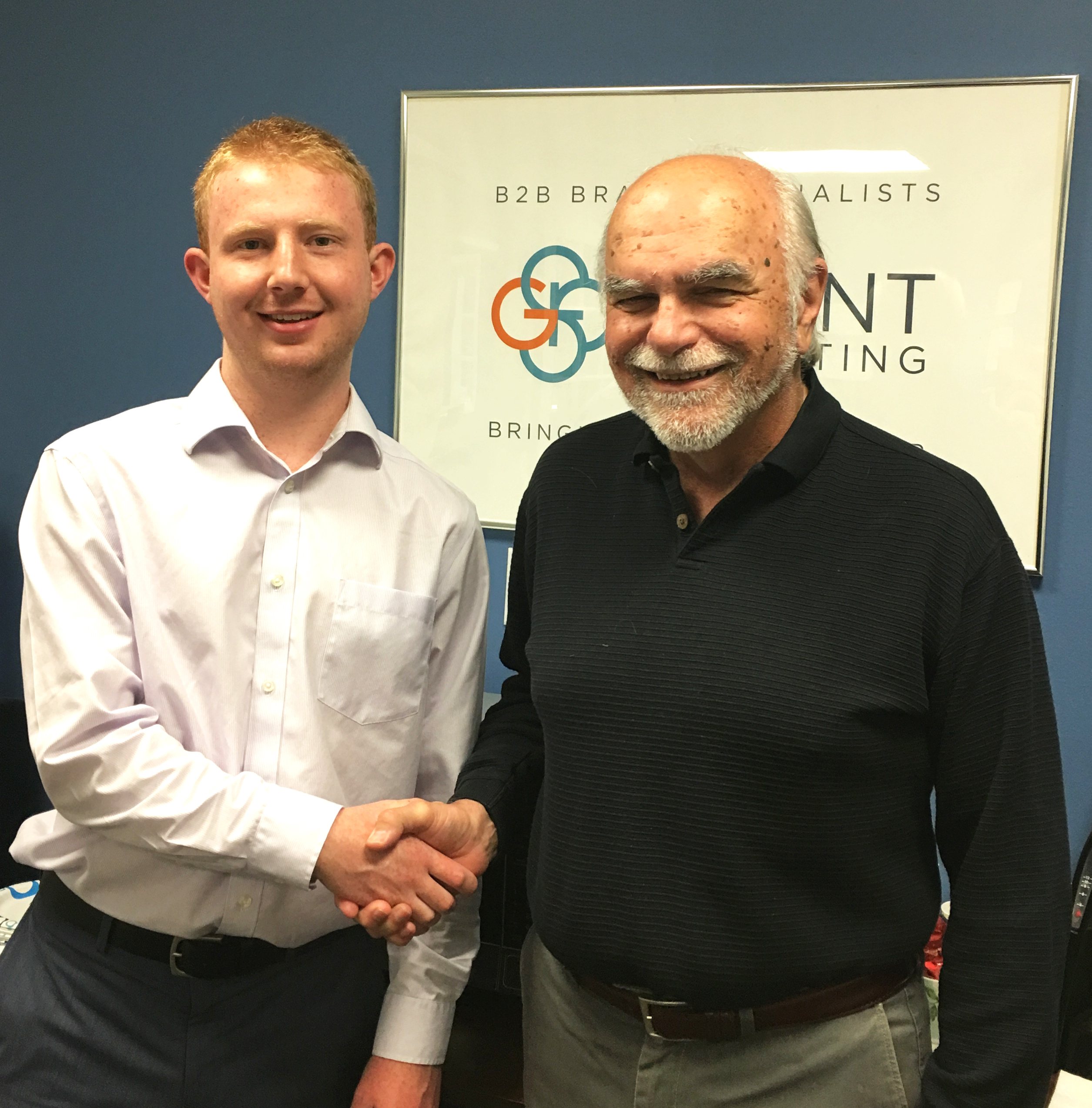 Bob welcomes Luke to Grant Marketing'