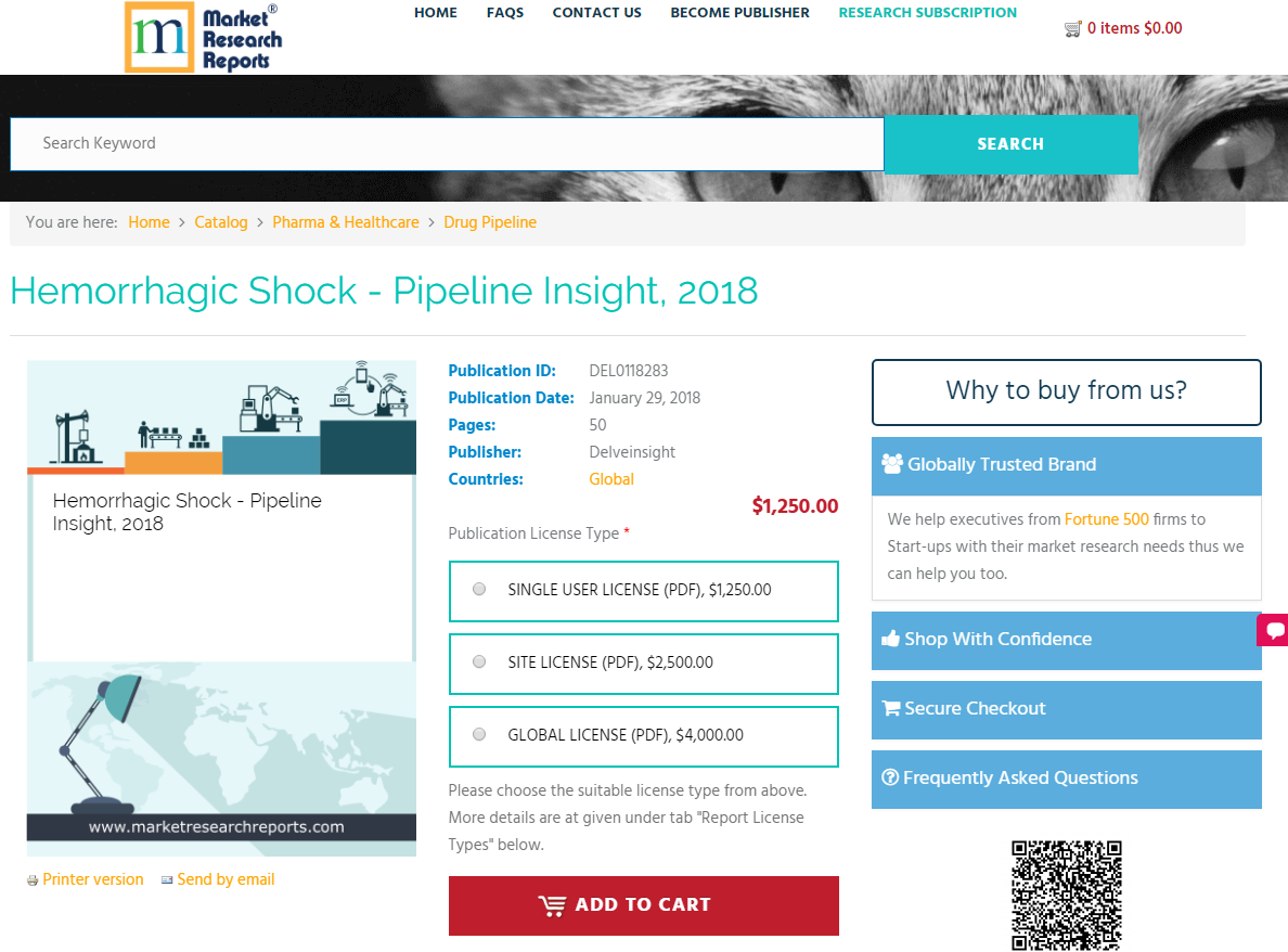 Hemorrhagic Shock - Pipeline Insight, 2018
