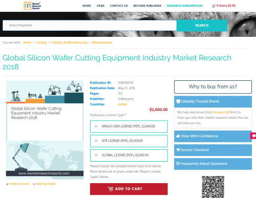 Global Silicon Wafer Cutting Equipment Industry Market 2018'