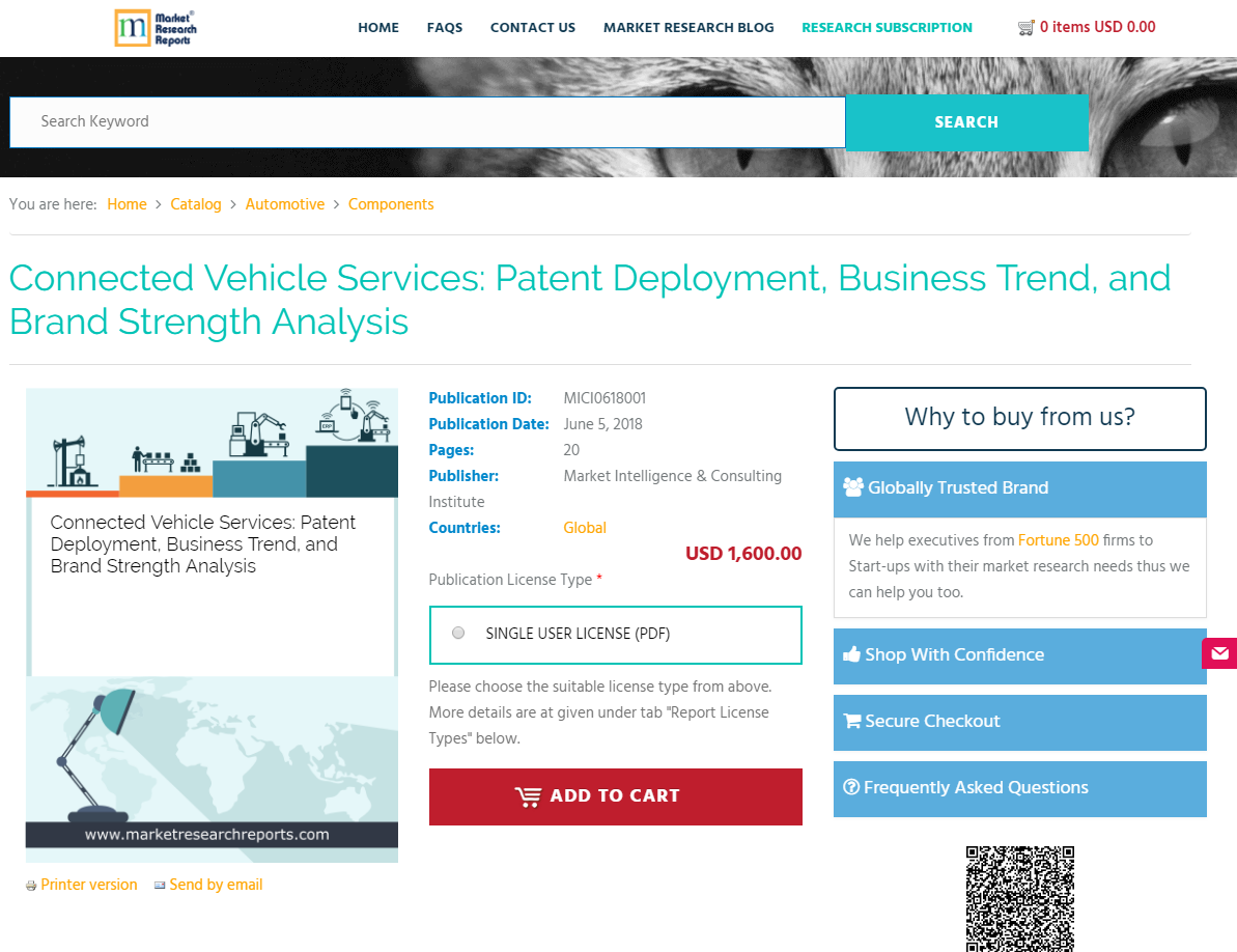 Connected Vehicle Services: Patent Deployment, Business'