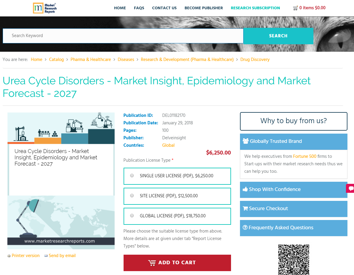 Urea Cycle Disorders - Market Insight, Epidemiology 2027'