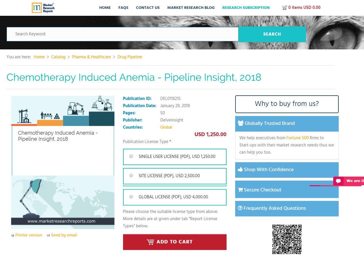 Chemotherapy Induced Anemia - Pipeline Insight, 2018'