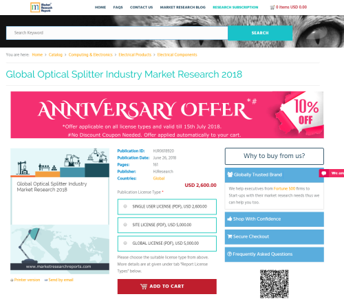 Global Optical Splitter Industry Market Research 2018'