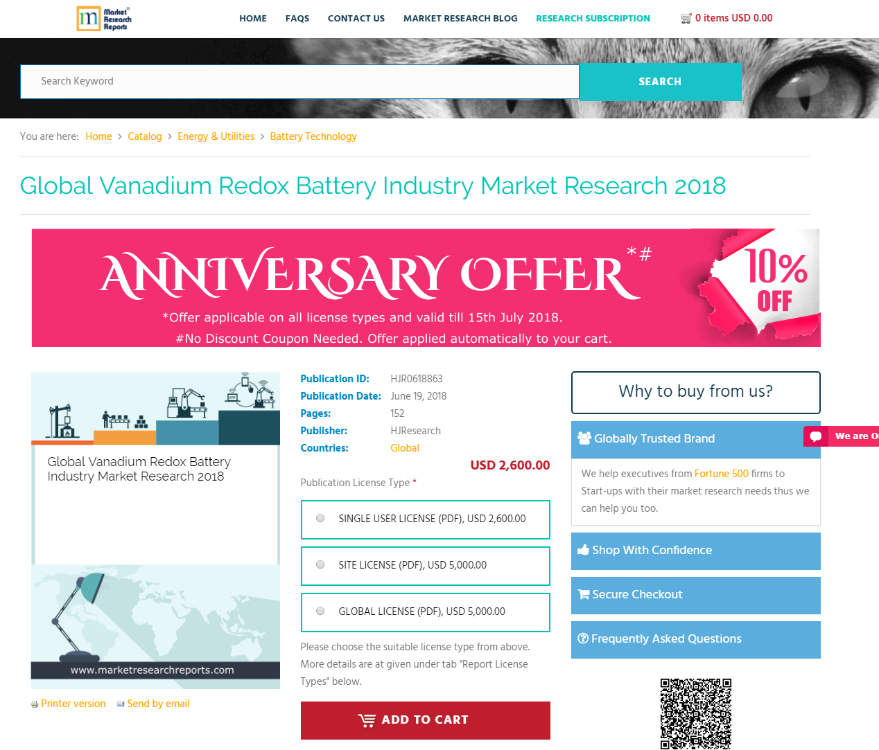 Global Vanadium Redox Battery Industry Market Research 2018'